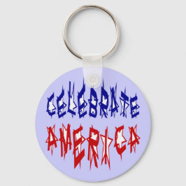 Firar America Flagga Font #2 Nyckelring