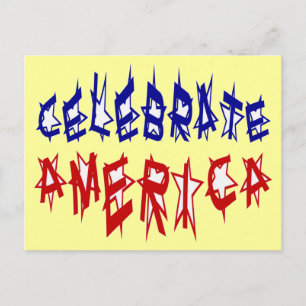 Firar America Flagga Font #2 Vykort