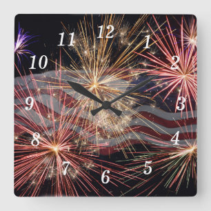 Firar America Wall Clock Fyrkantig Klocka
