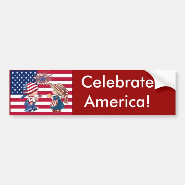 Firar American Flagga Bildekal (Framsidan)