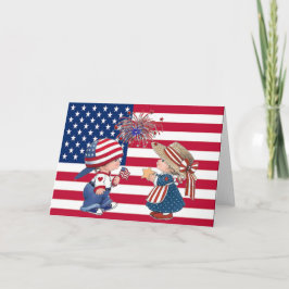 Firar American Flagga Helgkort