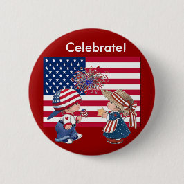 Firar American Flagga Knapp