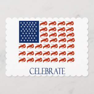 Firar American Flagga Lobster Inbjudningar