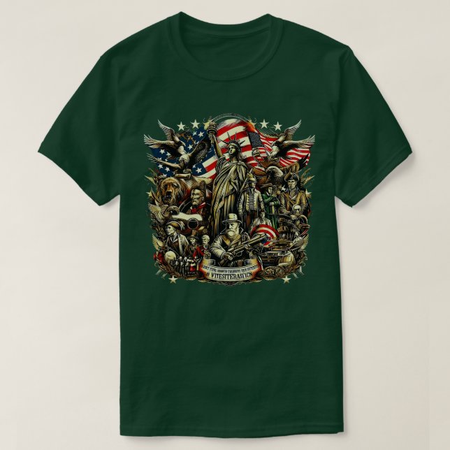 Firar Amerikansk historia med vår grundande egen T Shirt (Design framsida)