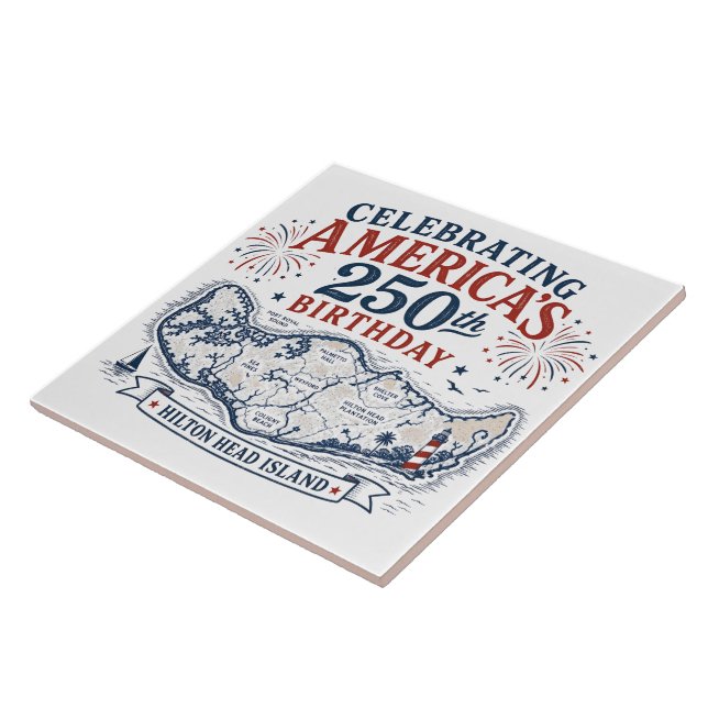 Firar Amerikas 250-årsdag Hilton Head Kakelplatta (Sidan)