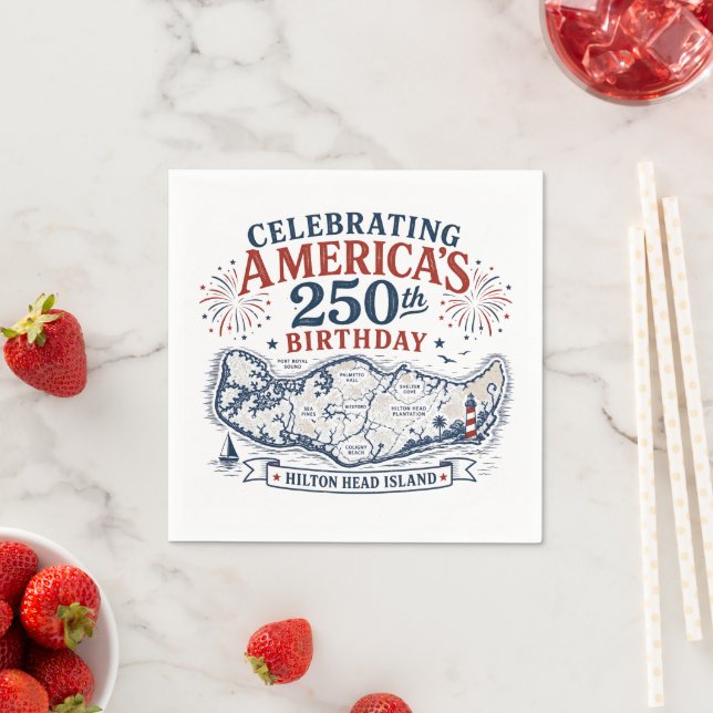 Firar Amerikas 250-årsdag Hilton Head Pappersservett (Insitu)