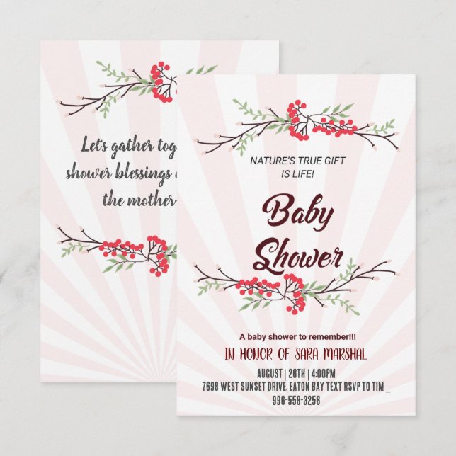 Firar ankomsten av ditt lilla mirakel! inbjudningar (Fram/baksida)