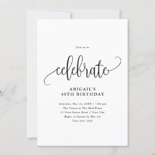 Firar Black/White Modern Calligraphy Inbjudningar
