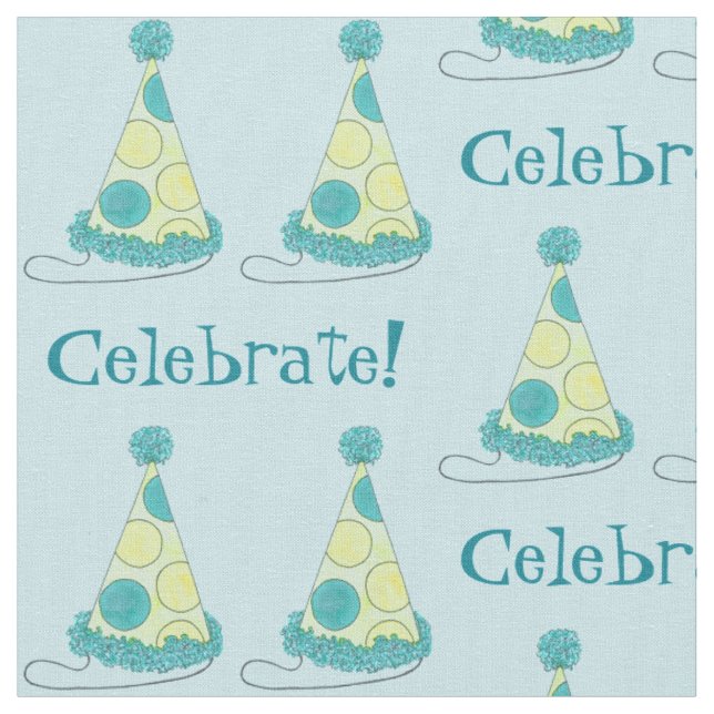 Firar Blue Polka Dot Party Hat Birthday Bday Tyg (Närbild)