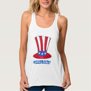 Firar den 4:e fjärde morbror Sam Patriotic USA Linne Med Racerback