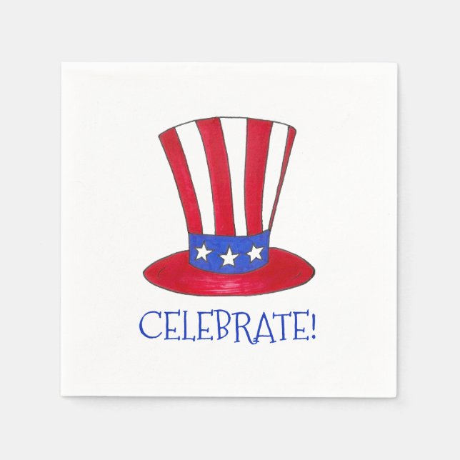 Firar den 4:e patriotiska farbror Sam USA Pappersservett (Framsidan)