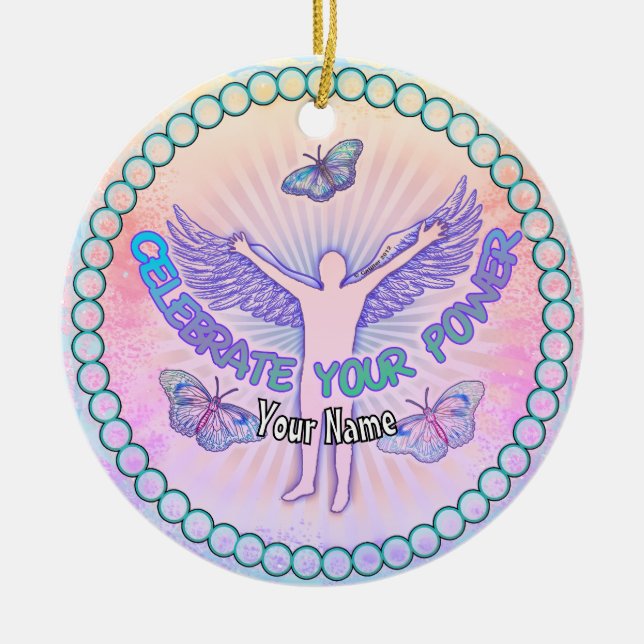 Firar din kraft julgransprydnad keramik (Framsidan)