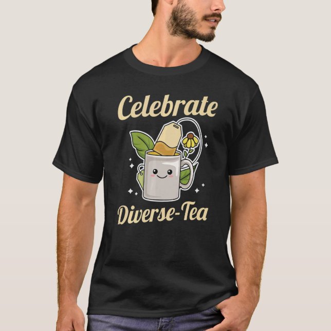 Firar Diverse Tea Pun för en tea-bag T Shirt (Framsida)