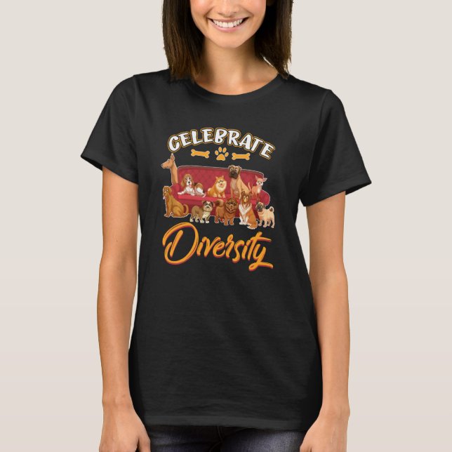Firar Diversity Funny Cute Hund & Walkers T Shirt (Framsida)