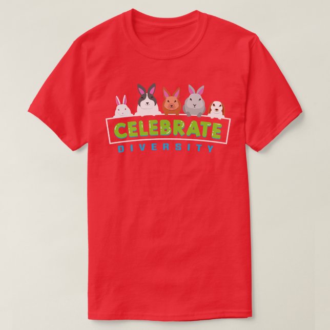 Firar Diversity Rabbit Älskare Pet Bunnies Cute T Shirt (Design framsida)