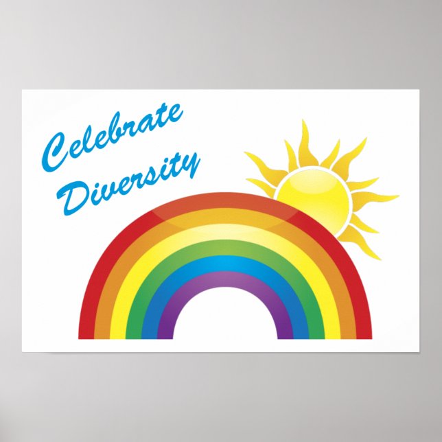 Firar Diversity Rainbow och Sol Poster,Skriver ut Poster (Framsidan)