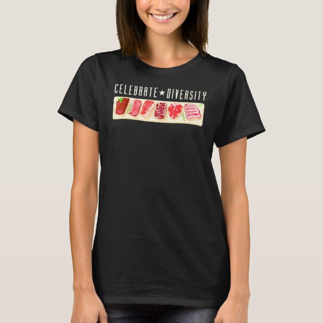 Firar Diversity Steak Meme Grill Apparel Kött T Shirt (Framsida)