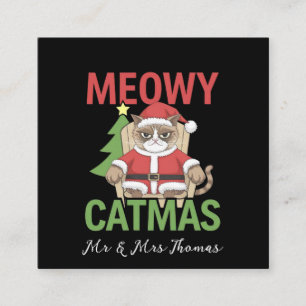 Firar en "Meowy Catmas" - Purrfect-julen Fyrkantigt Visitkort