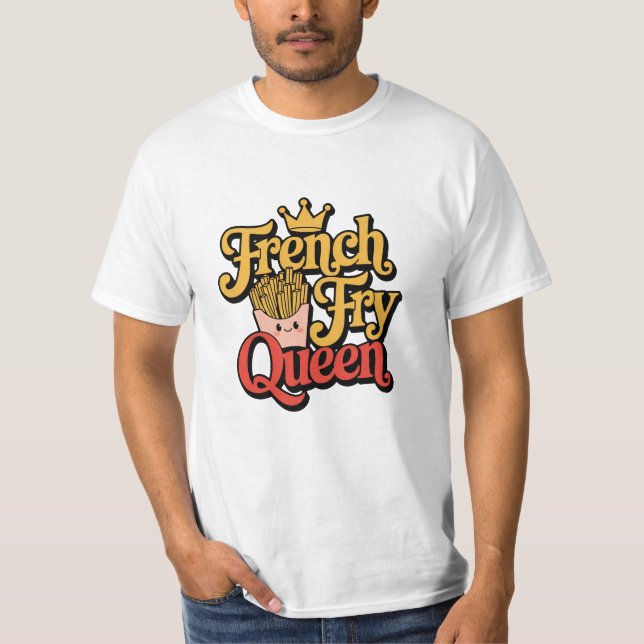 Firar Fransk Fries med Roligt Artwork T Shirt (Framsida)