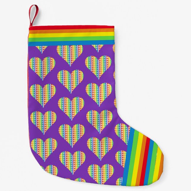 Firar Gay pride Rainbow Heart Kärlek HGBTQ Liten Julstrumpa (Framsidan)