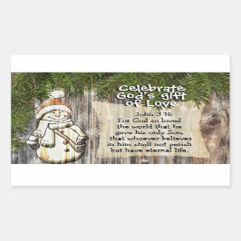 Firar Guds gåva från Kärlek, John 3:16 jul Rektangulärt Klistermärke