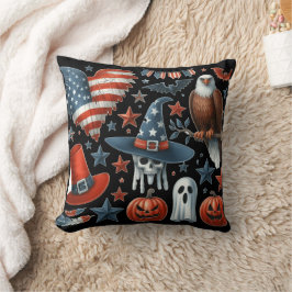 Firar Halloween och Patriotism: Red White &Boo Kudde