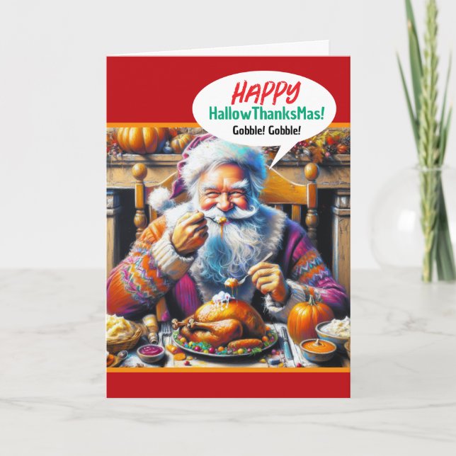 Firar Halloween, Thanksgiving och jul Kort (Framsida)