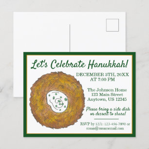 Firar Hanukkah Latkes Judiska Helgdagar Party Inbjudan Vykort