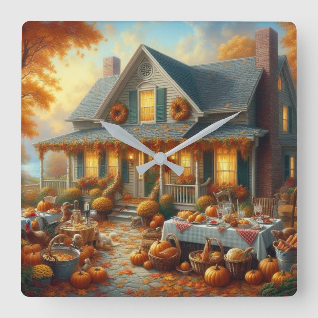 Firar höstens Bounty med Mysigt charm Fyrkantig Klocka (Framsida)