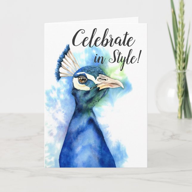 Firar i Stil | Elegant Peacock Birthday Kort (Framsida)