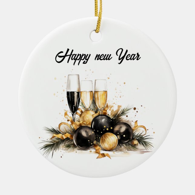 🎉 ✨ firar i Stil med Gott nytt år Julgransprydnad Keramik (Framsidan)