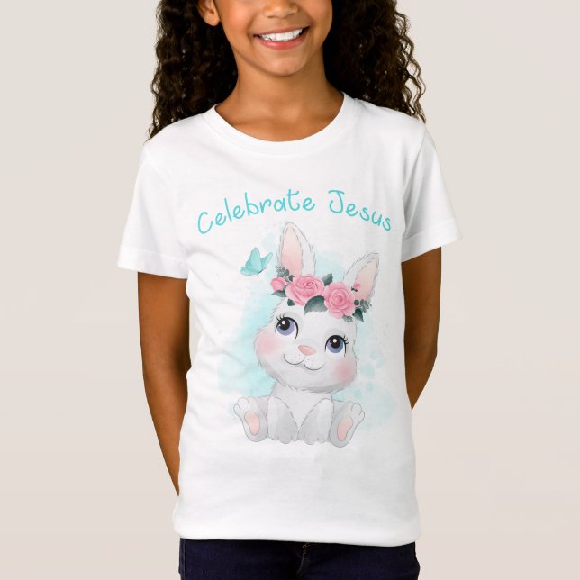 Firar Jesus Christian Faith Girls Women Påsk T Shirt (Framsida)