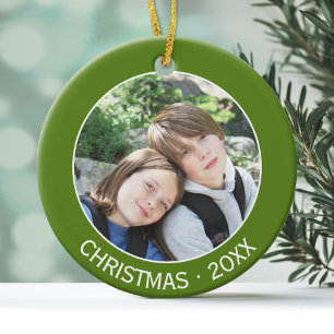Firar jul med ditt favoritfoto julgransprydnad keramik