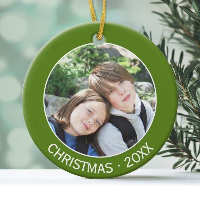 Firar jul med ditt favoritfoto julgransprydnad keramik (Personalized Photo Ornament)