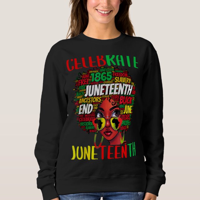 Firar Junth 19 Afro Black History Melanin Wo T Shirt (Framsida)