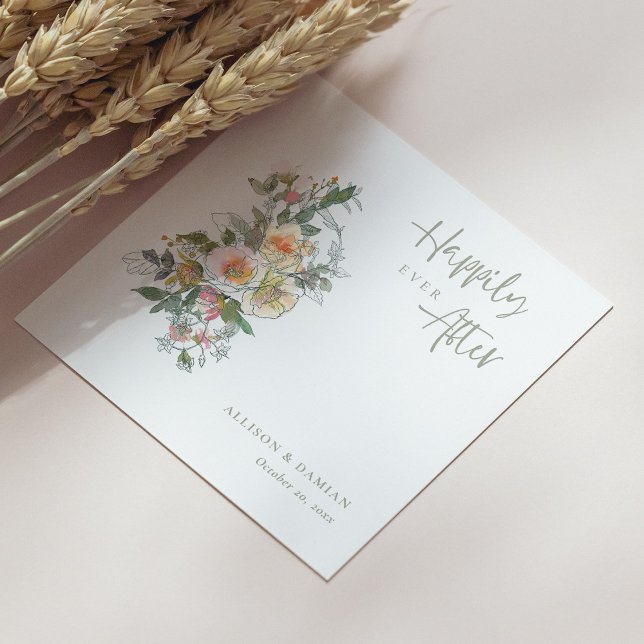 Firar Kärlek! Personlig Wildblomma Bröllop Pappersservett (Celebrate Love! Personalized Wildflower Wedding Napkins)
