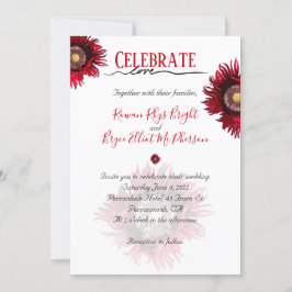 Firar kärlek rödvallmo blommigt inbjudningar