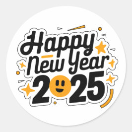 Firar kreativitet: Nytt år 2025 Stickers Runt Klistermärke