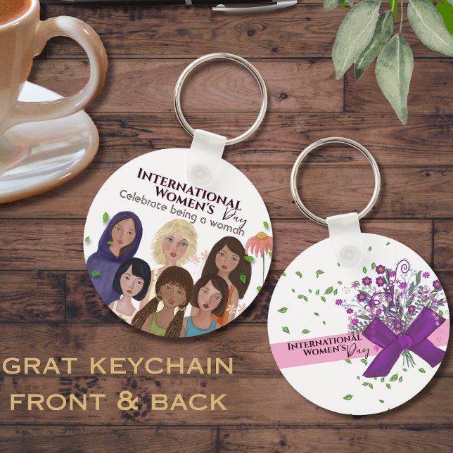 Firar kvinnodagen i Porträtt Nyckelring (Celebrate Women's Day Portraits Keychain)