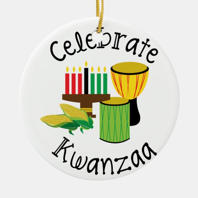 Firar Kwanzaa Julgransprydnad Keramik (Framsidan)