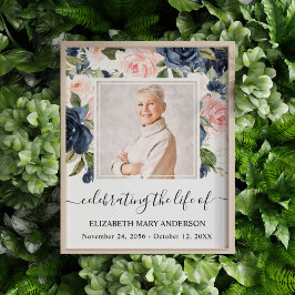 Firar Life Photo Navy Rosa Blommigt Memorial Fototryck