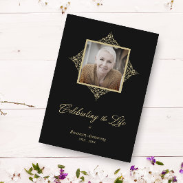 Firar Life Whimsical Script Photo Funeral Anteckningskort