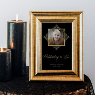 Firar Liv Whimsical Script Foto Begravning Poster