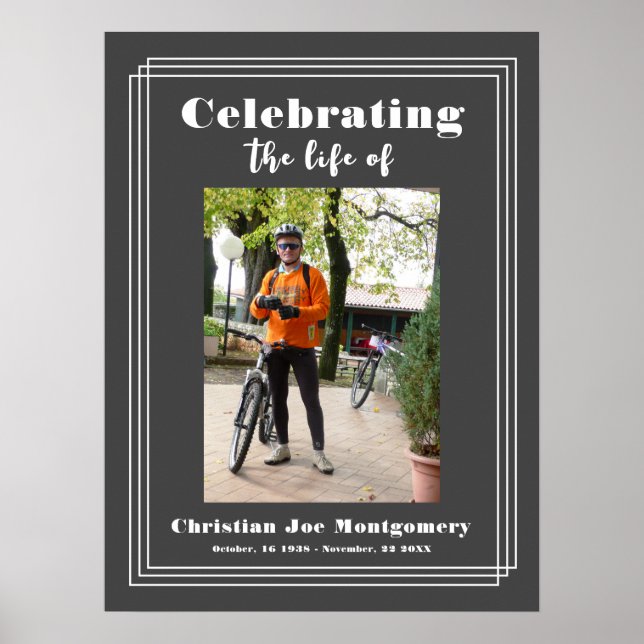 Firar livet Grå Foto Begravning Poster (Framsidan)