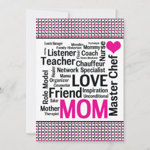 Firar Mamma! Mors dag eller Mamma har Birthday Inbjudningar