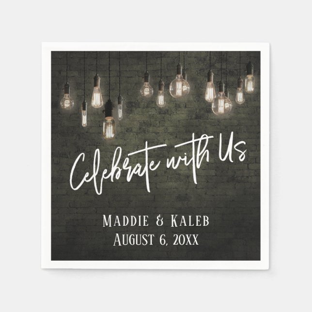 Firar med amerikanska industribricks Edison Ljus Pappersservett (Framsidan)