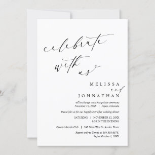 Firar med Newlyweds, Bröllop Elopement Inbjudningar