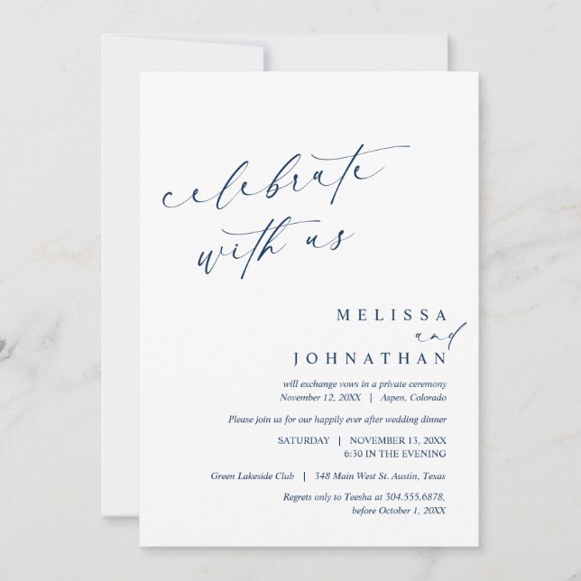 Firar med Newlyweds, Bröllop Elopement Inbjudningar (Framsida)