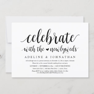Firar med Newlyweds, Bröllop Elopement Inbjudningar