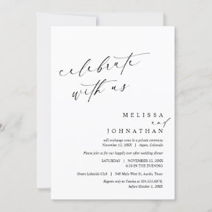 Firar med Newlyweds, Bröllop Elopement Inbjudningar